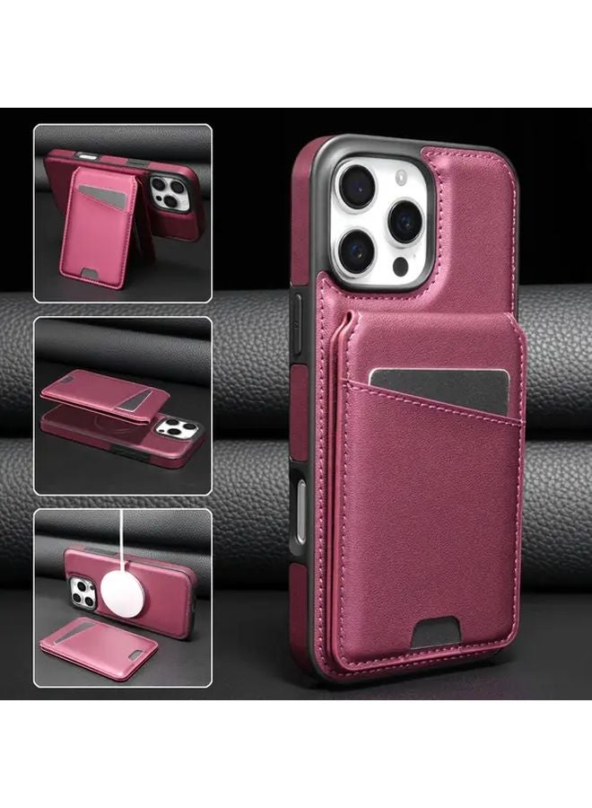 Blue Magnetic Wireless Charging Flip Case with Card Holder for iPhone 12 - Image 2